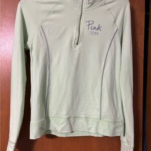 PINK Victoria's Secret Light Green Half-Zip Sweatshirt